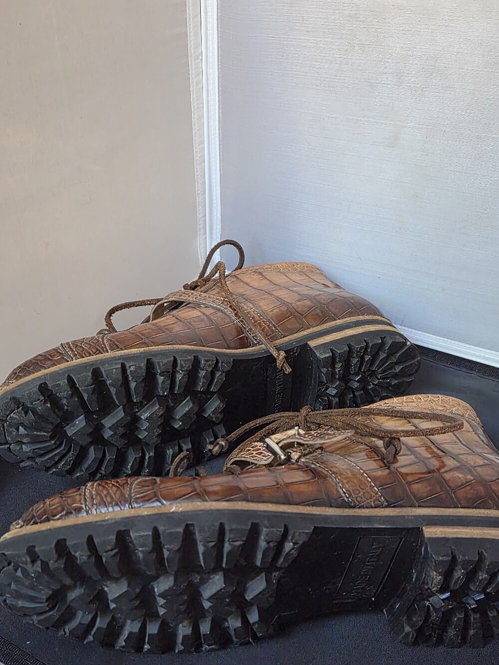 Santoni Luxury Genuine Crocodile Mid-Top Sneaker Boots Cognac Brown Hand-Painted - Picture 6 of 11